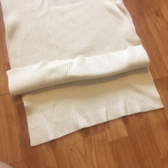 Cream Ribbed Sweater Dress w/Turtleneck 3/4 Sleeve - Picture 10 of 16